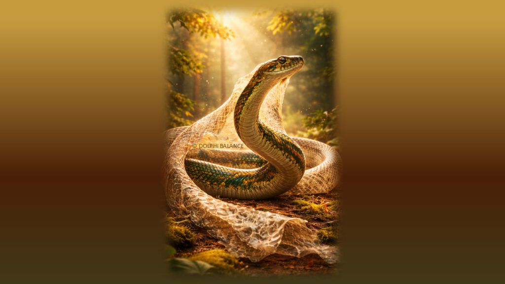 Schlange im Häutungsprozess als Symbol für Loslassen, Heilung und Abschluss im Jahr 2025