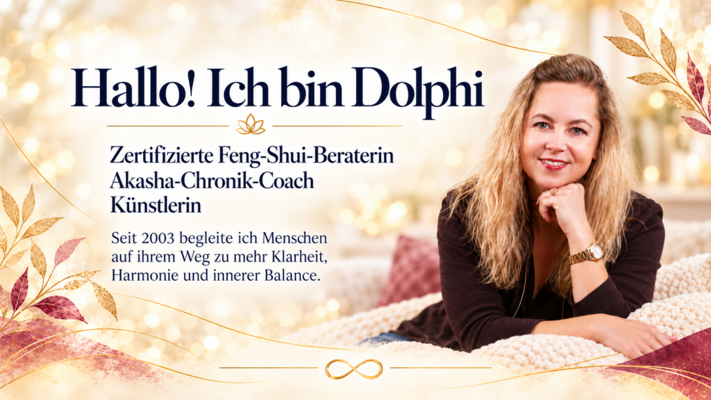 Dolphi von DOLPHi BALANCE – zertifizierte Feng-Shui-Beraterin, Akasha-Chronik-Coach und Künstlerin seit 2003.