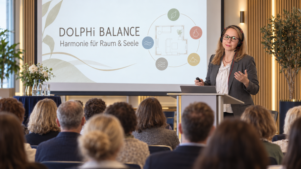 Dolphi von DOLPHi BALANCE bei einem Vortrag über Feng Shui und harmonische Raumgestaltung