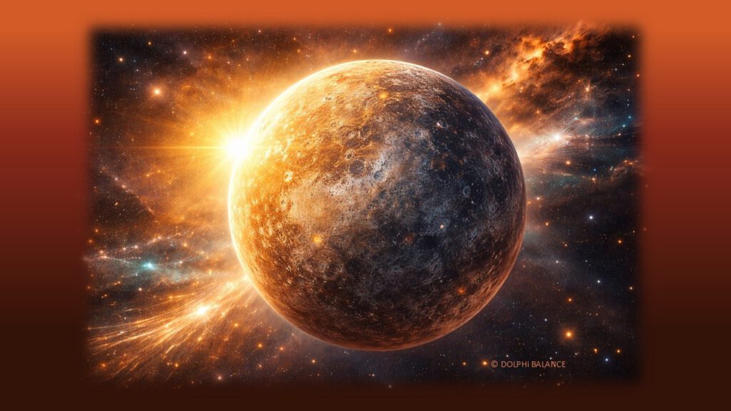 Planet Merkur im Merkurjahr 2026 – Symbol für Kommunikation, Bewegung, Entscheidungen und geistige Aktivität im Feng Shui