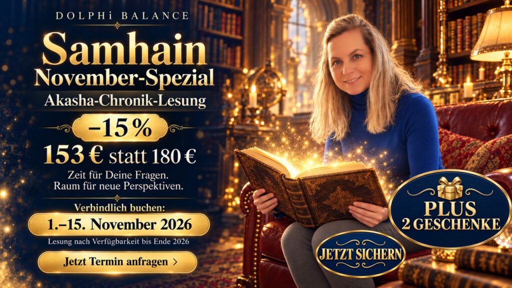 Samhain-November-Spezial für eine Akasha-Chronik-Lesung bei DOLPHi mit 15 Prozent Rabatt.